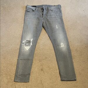 Diesel Men's Gray Distressed Skinny Jeans